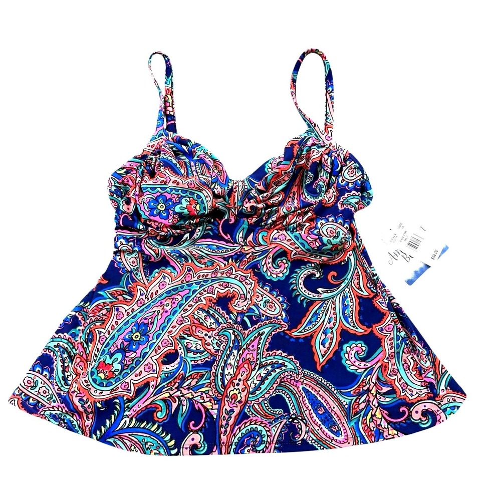 American Beach Paisley‎ Tankini Swim Top Size 10 NWT $56